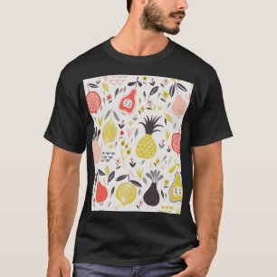 fruit, bloemen: naadloos patroon. t-shirt