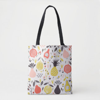 fruit, bloemen: naadloos patroon. tote bag