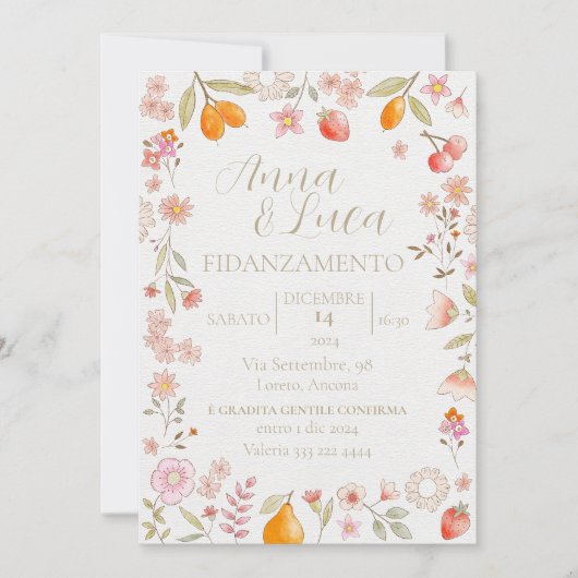 Fruit & Bloemen Witte achtergrond Kaart (Voorkant)