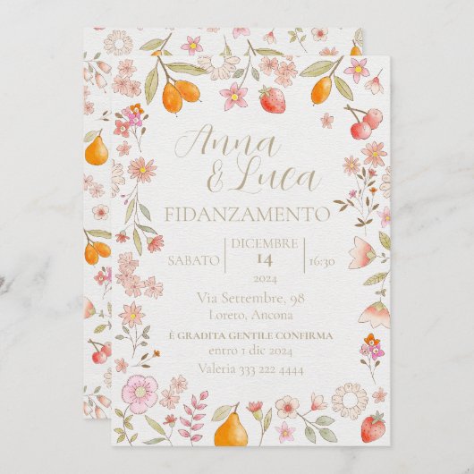 Fruit & Bloemen Witte achtergrond Kaart (Voorkant / Achterkant)