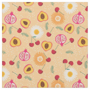 Fruit Bloemenkersen Granaatappel perzik Daisy Stof