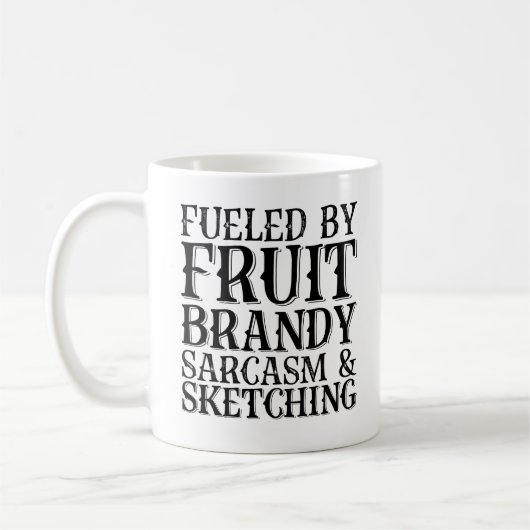 Fruit Brandy Sarcasm en ketching Koffiemok (Links)