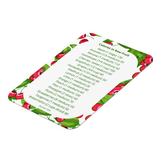 Fruit Calorie Lijst voor Gewicht kijken Magneet (Linkerzijde)