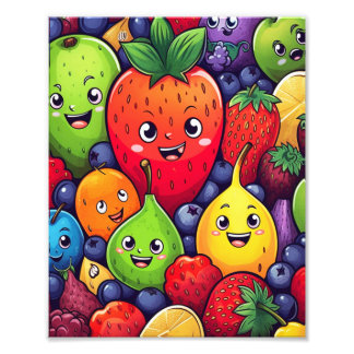 Fruit Cartoon Karakter Fun Food Foto Afdruk