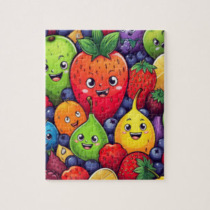 Fruit Cartoon Karakter Fun Food puzzel