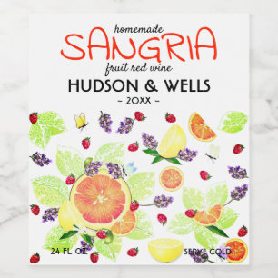 Fruit Citrus Grapefruit Citroen Sangria Bruiloft Wijn Etiket