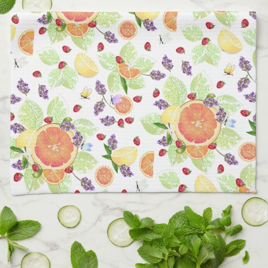 Fruit Citrus Mix Grapefruit Citroen Sinaasappel Theedoek (Gevouwen)