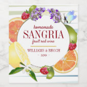 Fruit Citrus Sangria Bruiloft Wijn Etiket (Enkel label)