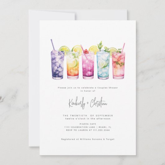 Fruit Cocktails Minimalistische Elegant Couples Do Kaart (Voorkant)