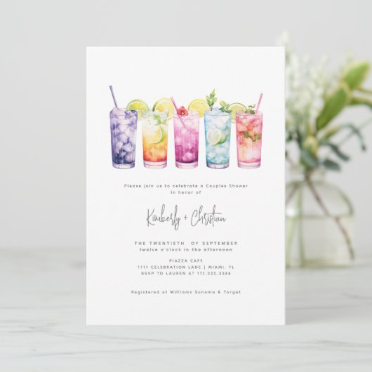 Fruit Cocktails Minimalistische Elegant Couples Do Kaart (Staand voorkant)