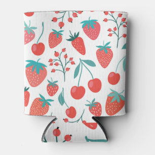 Fruit doodle: aardbeien, kersen patroon. blikjeskoeler