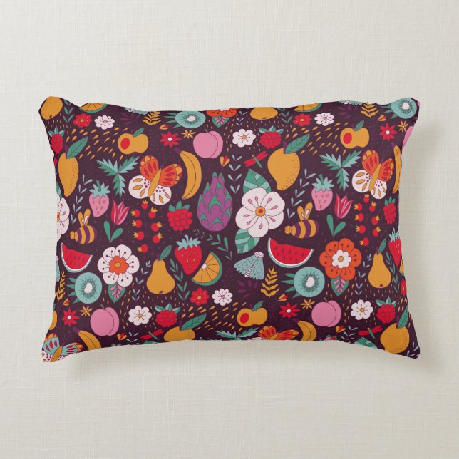Fruit doodles, handgetekende zomerdecor. accent kussen (Voorkant)