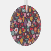 Fruit doodles, handgetekende zomerdecor. glas ornament (Voorkant Rechts)