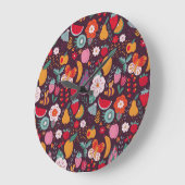 Fruit doodles, handgetekende zomerdecor. grote klok (Hoek)