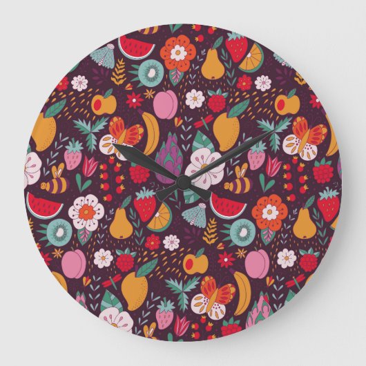 Fruit doodles, handgetekende zomerdecor. grote klok (Voorkant)