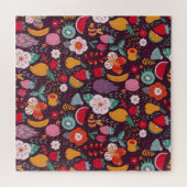 Fruit doodles, handgetekende zomerdecor. legpuzzel (Horizontaal)