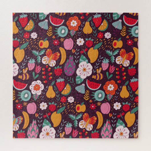 Fruit doodles, handgetekende zomerdecor. legpuzzel (Verticaal)