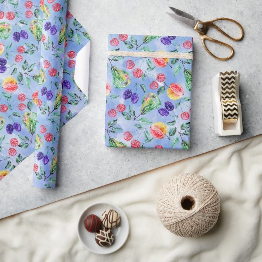 Fruit en bessen.  cadeaupapier (Crafts)