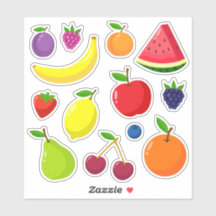 Fruit- en bessenset op maat gesneden vinyl sticker