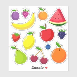 Fruit- en bessenset op maat gesneden vinyl sticker