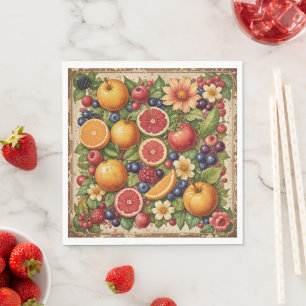 Fruit en bloem servet