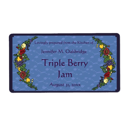 Fruit en Bloemen Inblikken Jar Etiket (Voorkant)