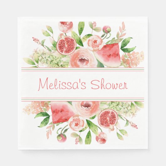 Fruit en Bloemen Waterverf Party Servet (Voorkant)