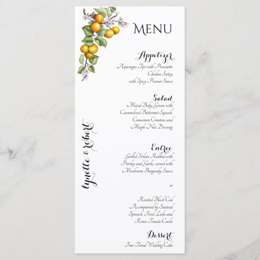 Fruit en Bloemen Waterverf Trouwmenu Menu (Voorkant)