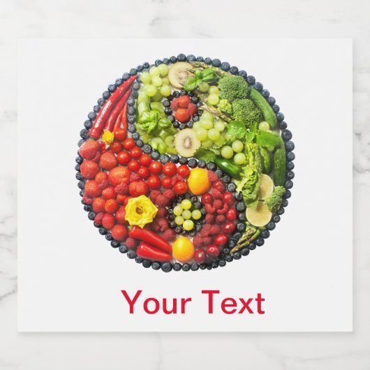 Fruit en groenten Liefde yin yang symbool Bier Etiket (Enkel label)
