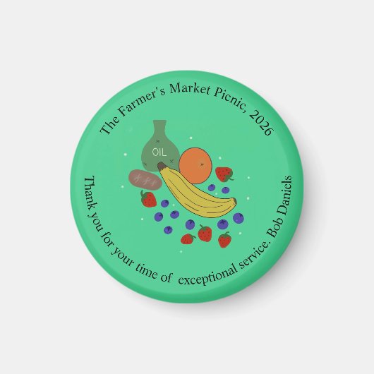 Fruit en Olie Rond  Magneet (Voorkant)