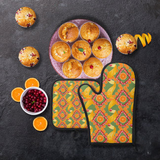 Fruit en schil groen ovenwant & pannenlap set