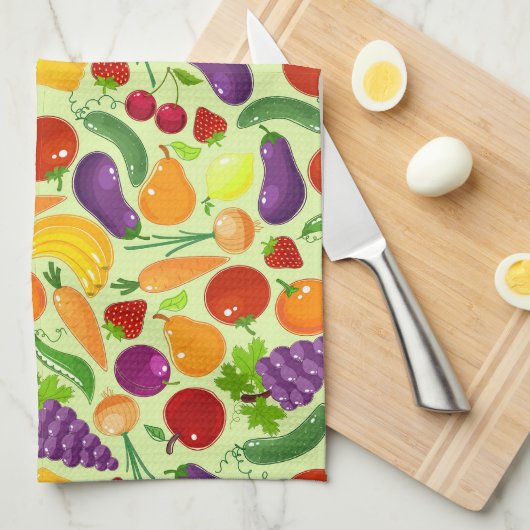 Fruit en Veggies Kitchen Towelen Theedoek (Quarter Fold)