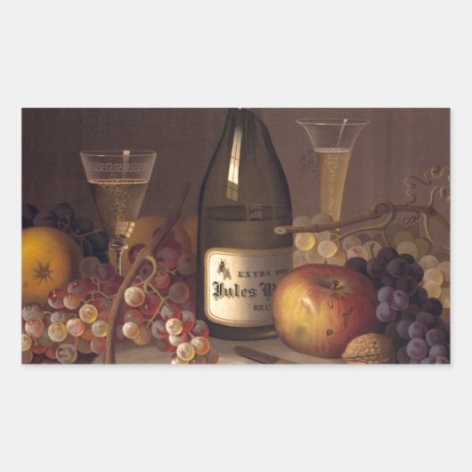  fruit en wijn rechthoekige sticker (Voorkant)