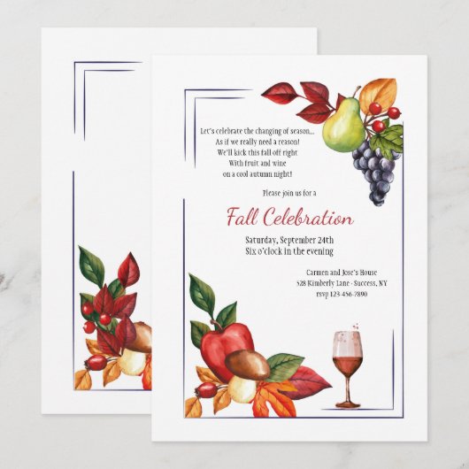 Fruit- en wijnpartij kaart (Voorkant / Achterkant)