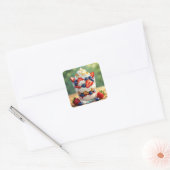 Fruit en yoghurt parfait vierkante sticker (Envelop)