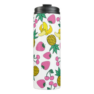Fruit Fiesta: bananen, ananassen, aardbeien Thermosbeker