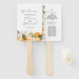 Fruit Floral Sinaasappels Wedding Menu Programma Handwaaier