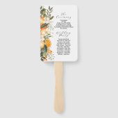 Fruit Floral Sinaasappels Wedding Menu Programma Handwaaier (Achterkant)