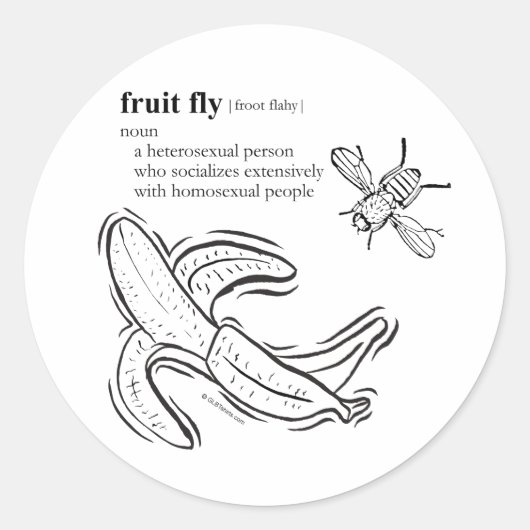 FRUIT FLY RONDE STICKER (Voorkant)