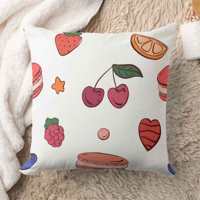 Fruit & Frans Macaronen Patroon Kussen (Deken)