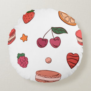 Fruit & Frans Macaronen Patroon Rond Kussen