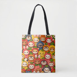 Fruit Friends Parade | Cute Animal Chibi Tote Bag