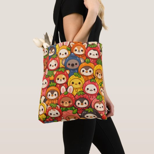 Fruit Friends Parade | Cute Animal Chibi Tote Bag (Dichtbij)