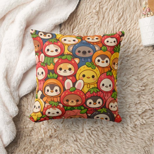 Fruit Friends Parade | Schattig Dier Chibi Kussen (Deken)