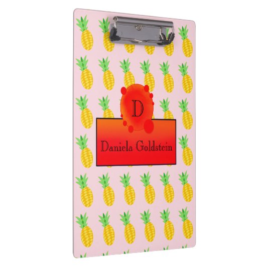 Fruit Fun Pineapple Sun Zooding Monogram Klembord (Rechts)