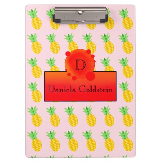 Fruit Fun Pineapple Sun Zooding Monogram Klembord (Voorkant)