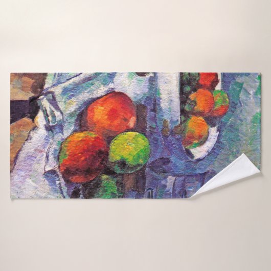 Fruit, glas en appelen, Cezanne Badhanddoek (Badhanddoek)
