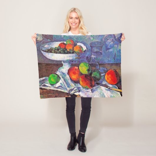 Fruit, glas en appelen, Cezanne Fleece Deken (In situ)