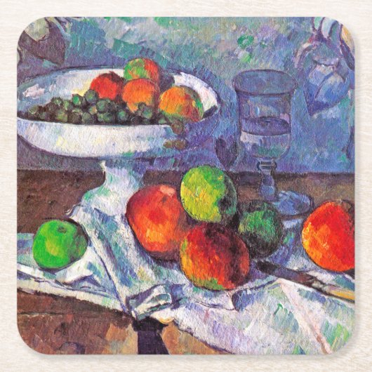 Fruit, glas en appelen, Cezanne Kartonnen Onderzetters (Voorkant)