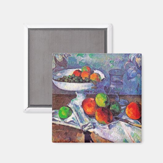 Fruit, glas en appelen, Cezanne Magneet (Voorkant / Achterkant)